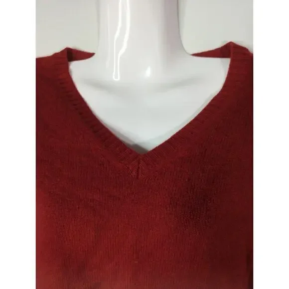 Max Mara Red V-Neck Oversized Cropped Pullover Sweater Size S - Picture 4 of 7
